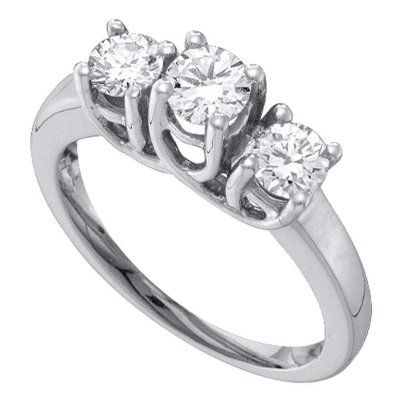 14kt White Gold Women's Round Diamond 3-stone Bridal Wedding Engagement Ring 1/2 Cttw - FREE Shipping (US/CAN)-Gold & Diamond Engagement & Anniversary Rings-5-JadeMoghul Inc.