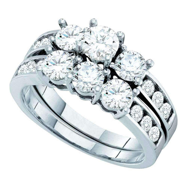 14kt White Gold Women's Round Diamond 3-Stone Bridal Wedding Engagement Ring Band Set 2.00 Cttw - FREE Shipping (US/CAN)-Wedding Jewelry-5-JadeMoghul Inc.