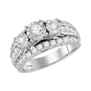 14kt White Gold Women's Round Diamond 3-Stone Bridal Wedding Engagement Ring Band Set 2.00 Cttw - FREE Shipping (US/CAN)-Wedding Jewelry-5-JadeMoghul Inc.
