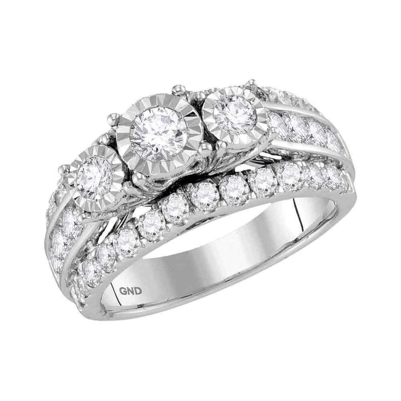 14kt White Gold Women's Round Diamond 3-Stone Bridal Wedding Engagement Ring Band Set 2.00 Cttw - FREE Shipping (US/CAN)-Wedding Jewelry-5-JadeMoghul Inc.