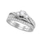 14kt White Gold Women's Round Diamond 3-Stone Bridal Wedding Engagement Ring Band Set 7/8 Cttw - FREE Shipping (US/CAN)-Gold & Diamond Wedding Ring Sets-5-JadeMoghul Inc.