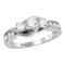 14kt White Gold Women's Round Diamond 3-stone Milgrain Bridal Wedding Engagement Ring 1.00 Cttw - FREE Shipping (US/CAN)-Gold & Diamond Engagement & Anniversary Rings-5-JadeMoghul Inc.