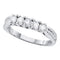 14kt White Gold Women's Round Diamond 5-stone Bridal Wedding Anniversary Band Ring 5/8 Cttw - FREE Shipping (US/CAN)-Gold & Diamond Wedding Jewelry-5.5-JadeMoghul Inc.