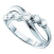 14kt White Gold Women's Round Diamond 5-stone Crossover Ring 1/2 Cttw - FREE Shipping (US/CAN)-Gold & Diamond Bands-5-JadeMoghul Inc.