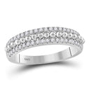 14kt White Gold Womens Round Diamond Beaded Symmetrical Band Ring 1-3 Cttw-Gold & Diamond Bands-JadeMoghul Inc.