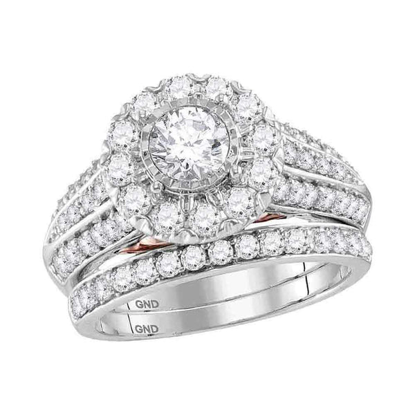 14kt White Gold Women's Round Diamond Bellissimo Bridal Wedding Engagement Ring Band Set 2.00 Cttw - FREE Shipping (US/CAN)-Gold & Diamond Wedding Ring Sets-JadeMoghul Inc.