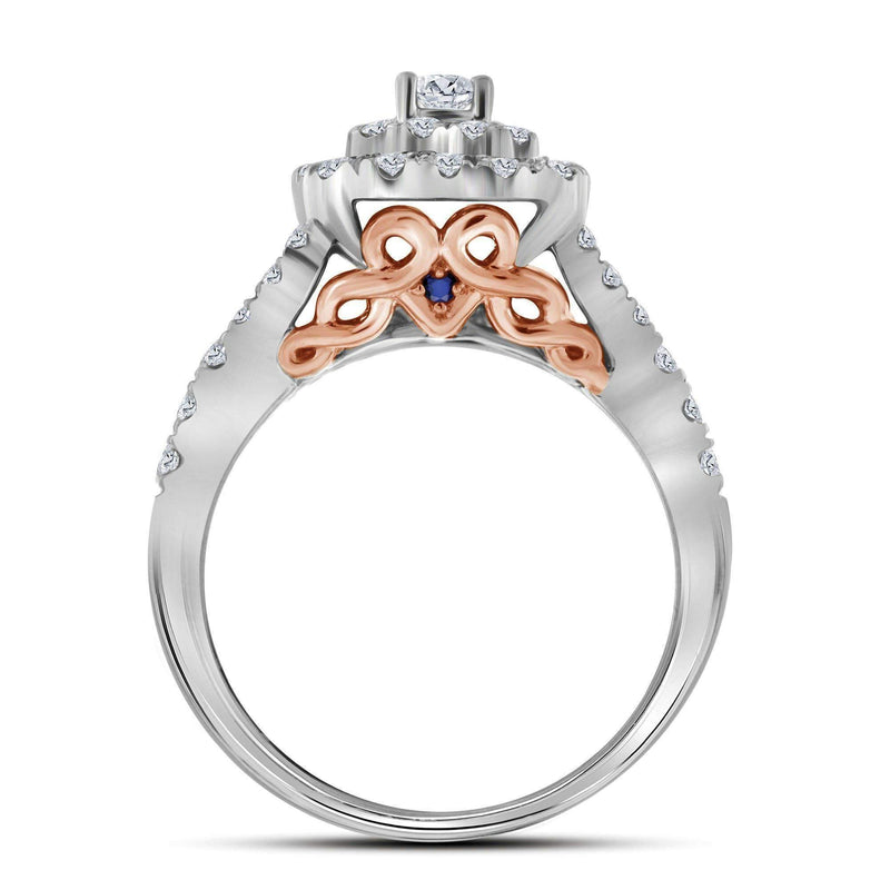14kt White Gold Women's Round Diamond Bellissimo Double Halo Bridal Wedding Engagement Ring Band Set 1.00 Cttw - FREE Shipping (US/CAN)-Gold & Diamond Wedding Ring Sets-8-JadeMoghul Inc.