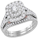 14kt White Gold Women's Round Diamond Bellissimo Double Halo Bridal Wedding Engagement Ring Band Set 1.00 Cttw - FREE Shipping (US/CAN)-Gold & Diamond Wedding Ring Sets-8-JadeMoghul Inc.