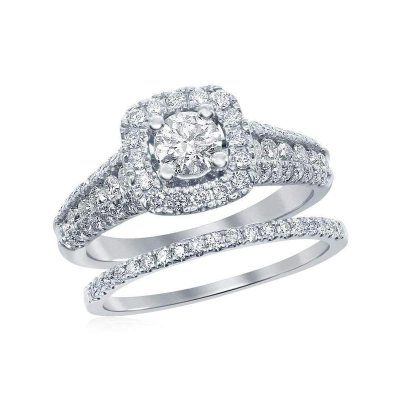 14kt White Gold Women's Round Diamond Bridal Wedding Engagement Ring Band Set 1-1/2 Cttw - FREE Shipping (US/CAN) (Certified)-Wedding Jewelry-5-JadeMoghul Inc.