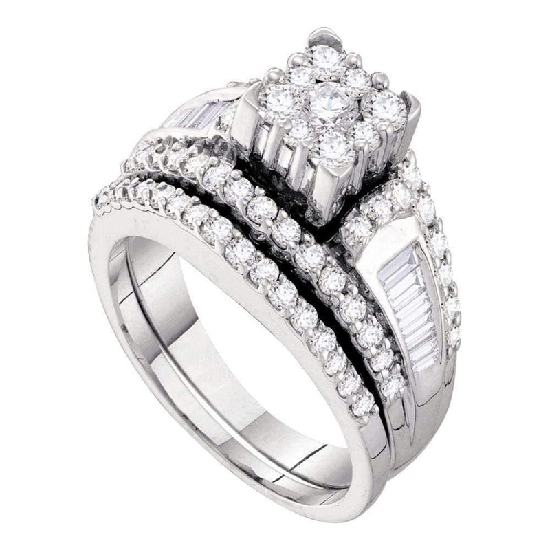 14kt White Gold Women's Round Diamond Bridal Wedding Engagement Ring Band Set 1-1/2 Cttw - FREE Shipping (US/CAN)-Wedding Jewelry-5-JadeMoghul Inc.