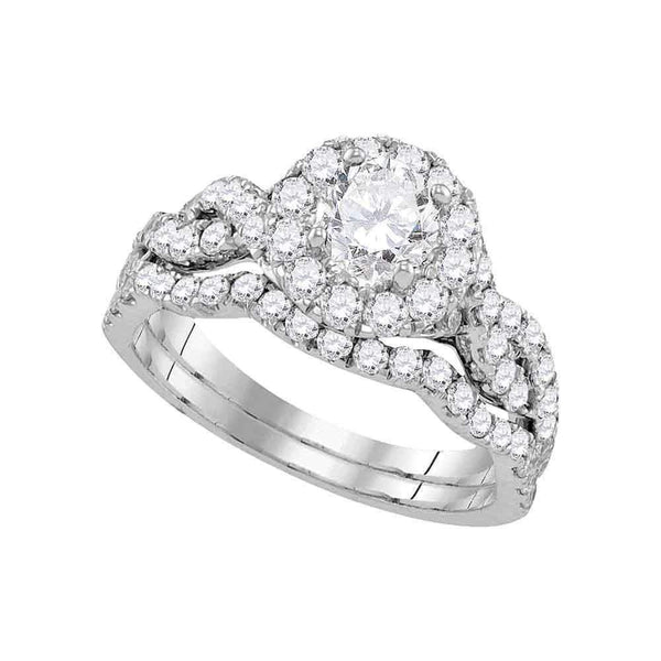 14kt White Gold Women's Round Diamond Bridal Wedding Engagement Ring Band Set 1-3/4 Cttw - FREE Shipping (US/CAN)-Wedding Jewelry-5-JadeMoghul Inc.