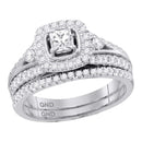 14kt White Gold Women's Round Diamond Bridal Wedding Engagement Ring Band Set 1.00 Cttw - FREE Shipping (US/CAN)-Gold & Diamond Wedding Ring Sets-5-JadeMoghul Inc.