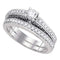 14kt White Gold Women's Round Diamond Bridal Wedding Engagement Ring Band Set 1.00 Cttw - FREE Shipping (US/CAN)-Gold & Diamond Wedding Ring Sets-5-JadeMoghul Inc.