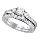14kt White Gold Women's Round Diamond Bridal Wedding Engagement Ring Band Set 1.00 Cttw - FREE Shipping (US/CAN)-Wedding Jewelry-5-JadeMoghul Inc.
