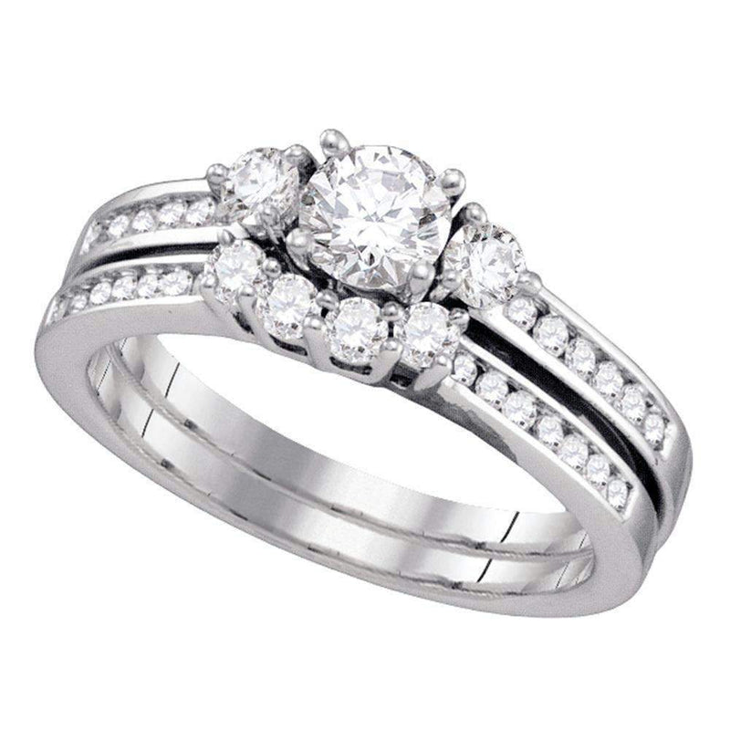 14kt White Gold Women's Round Diamond Bridal Wedding Engagement Ring Band Set 1.00 Cttw - FREE Shipping (US/CAN)-Wedding Jewelry-5-JadeMoghul Inc.