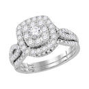 14kt White Gold Women's Round Diamond Bridal Wedding Engagement Ring Band Set 1.00 Cttw - FREE Shipping (US/CAN)-Wedding Jewelry-JadeMoghul Inc.