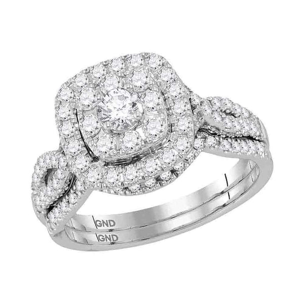 14kt White Gold Women's Round Diamond Bridal Wedding Engagement Ring Band Set 1.00 Cttw - FREE Shipping (US/CAN)-Wedding Jewelry-JadeMoghul Inc.