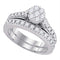 14kt White Gold Womens Round Diamond Bridal Wedding Engagement Ring Band Set 1.00 Cttw-Gold & Diamond Wedding Ring Sets-8.5-JadeMoghul Inc.