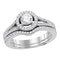 14kt White Gold Womens Round Diamond Bridal Wedding Engagement Ring Band Set 1.00 Cttw-Gold & Diamond Wedding Ring Sets-JadeMoghul Inc.