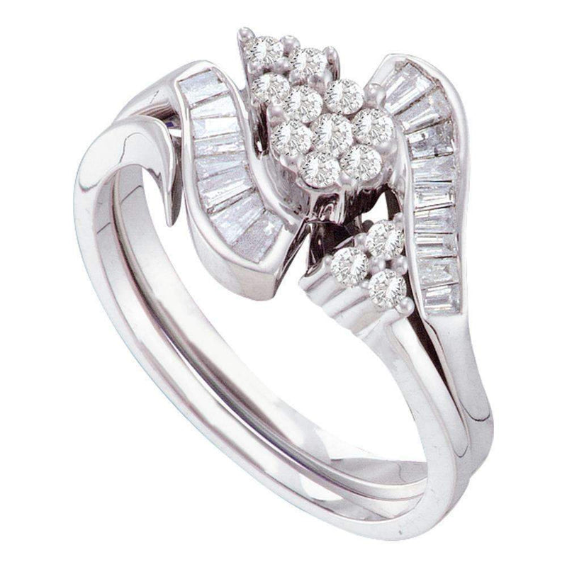 14kt White Gold Women's Round Diamond Bridal Wedding Engagement Ring Band Set 1/2 Cttw - FREE Shipping (US/CAN)-Wedding Jewelry-5.5-JadeMoghul Inc.