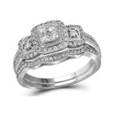 14kt White Gold Women's Round Diamond Bridal Wedding Engagement Ring Band Set 1/2 Cttw - FREE Shipping (US/CAN)-Wedding Jewelry-6-JadeMoghul Inc.