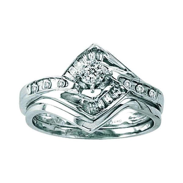 14kt White Gold Women's Round Diamond Bridal Wedding Engagement Ring Band Set 1/4 Cttw - FREE Shipping (US/CAN)-Wedding Jewelry-5-JadeMoghul Inc.