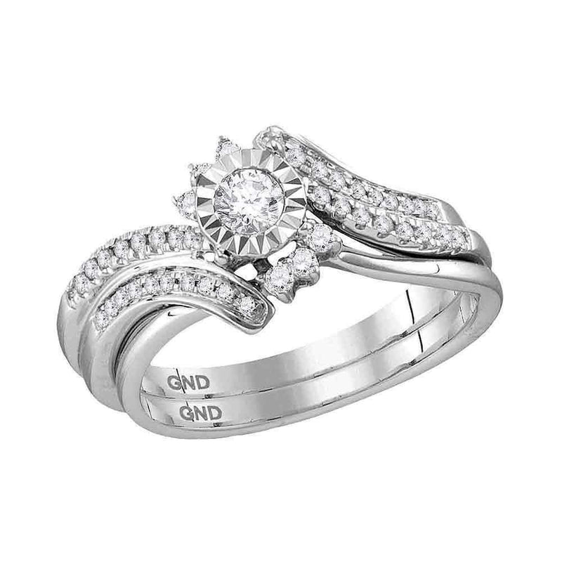 14kt White Gold Women's Round Diamond Bridal Wedding Engagement Ring Band Set 3/8 Cttw - FREE Shipping (US/CAN)-Gold & Diamond Wedding Ring Sets-5-JadeMoghul Inc.