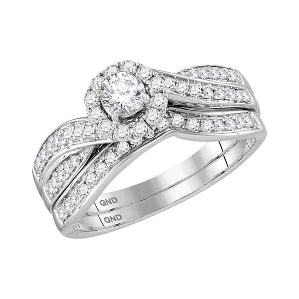 14kt White Gold Women's Round Diamond Bridal Wedding Engagement Ring Band Set 5/8 Cttw - FREE Shipping (US/CAN)-Wedding Jewelry-5-JadeMoghul Inc.