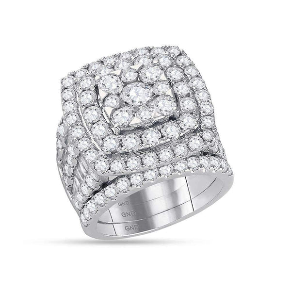 14kt White Gold Women's Round Diamond Bridal Wedding Engagement Ring Band Set 6.00 Cttw - FREE Shipping (US/CAN)-Wedding Jewelry-5.5-JadeMoghul Inc.