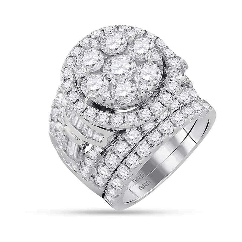 14kt White Gold Women's Round Diamond Bridal Wedding Engagement Ring Band Set 6.00 Cttw - FREE Shipping (US/CAN)-Wedding Jewelry-5-JadeMoghul Inc.
