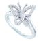 14kt White Gold Women's Round Diamond Butterfly Bug Cluster Ring 1/4 Cttw - FREE Shipping (US/CAN)-Gold & Diamond Rings-5-JadeMoghul Inc.