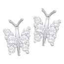 14kt White Gold Women's Round Diamond Butterfly Bug Screwback Stud Earrings 1-3 Cttw - FREE Shipping (USA/CAN)-Gold & Diamond Earrings-JadeMoghul Inc.