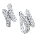 14kt White Gold Women's Round Diamond Bypass Hughie Hoop Earrings 1-2 Cttw - FREE Shipping (US/CAN)-Gold & Diamond Earrings-JadeMoghul Inc.