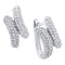 14kt White Gold Women's Round Diamond Bypass Hughie Hoop Earrings 1-2 Cttw - FREE Shipping (US/CAN)-Gold & Diamond Earrings-JadeMoghul Inc.