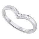 14kt White Gold Womens Round Diamond Chevron Band Ring 1/12 Cttw - FREE Shipping (US/CAN)-Gold & Diamond Bands-6.5-JadeMoghul Inc.