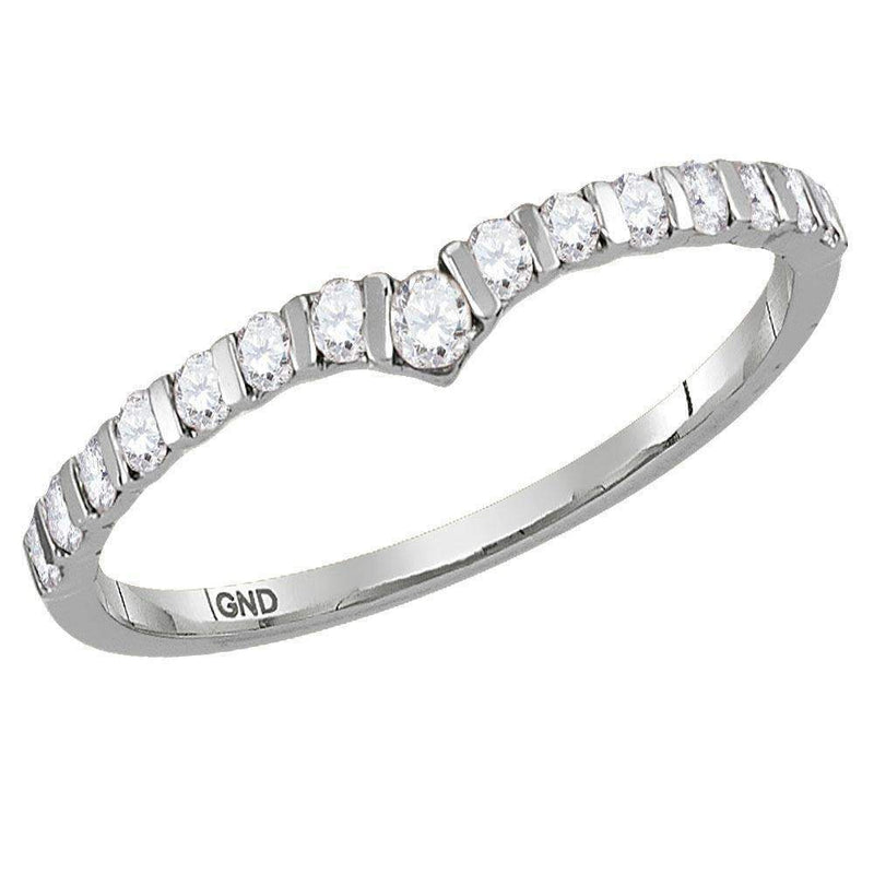 14kt White Gold Women's Round Diamond Chevron Stackable Band Ring 1/4 Cttw - FREE Shipping (US/CAN)-Rings And Bands-5-JadeMoghul Inc.