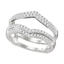 14kt White Gold Women's Round Diamond Chevron Wrap Ring Guard Enhancer Wedding Band 1/2 Cttw - FREE Shipping (US/CAN)-Wedding Jewelry-6-JadeMoghul Inc.