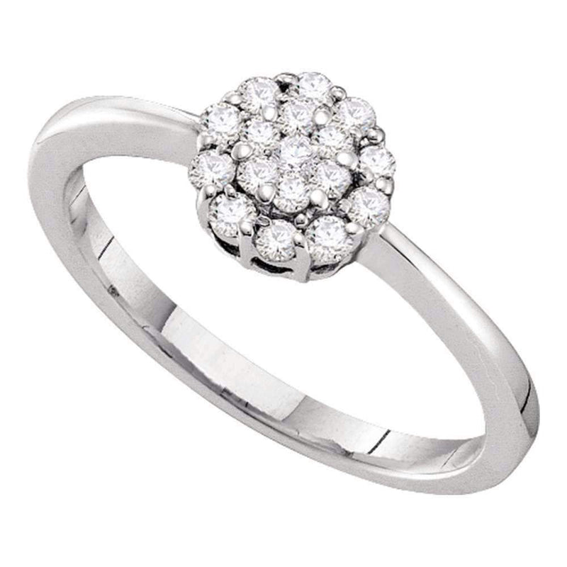 14kt White Gold Women's Round Diamond Circle Frame Flower Cluster Ring 1/4 Cttw - FREE Shipping (US/CAN)-Rings And Bands-5-JadeMoghul Inc.