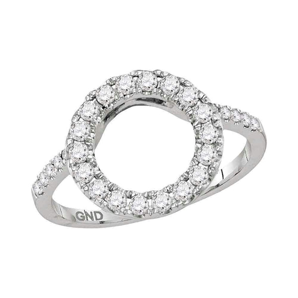 14kt White Gold Women's Round Diamond Circle Halo Wrap Ring Guard Enhancer 1-2 Cttw - FREE Shipping (US/CAN)-Gold & Diamond Wedding Jewelry-JadeMoghul Inc.