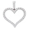 14kt White Gold Women's Round Diamond Classic Heart Outline Pendant 3-8 Cttw - FREE Shipping (US/CAN)-Gold & Diamond Pendants & Necklaces-JadeMoghul Inc.