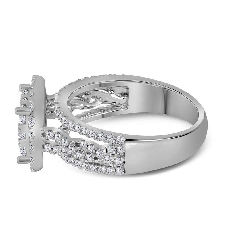 14kt White Gold Women's Round Diamond Cluster Bridal Wedding Engagement Ring 1-1-2 Cttw - FREE Shipping (US/CAN)-Wedding Jewelry-JadeMoghul Inc.