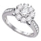 14kt White Gold Women's Round Diamond Cluster Bridal Wedding Engagement Ring 1-1/2 Cttw - FREE Shipping (US/CAN) (Certified)-Gold & Diamond Engagement & Anniversary Rings-7-JadeMoghul Inc.