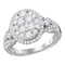 14kt White Gold Women's Round Diamond Cluster Bridal Wedding Engagement Ring 1-1/2 Cttw - FREE Shipping (US/CAN)-Gold & Diamond Engagement & Anniversary Rings-5-JadeMoghul Inc.