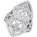 14kt White Gold Women's Round Diamond Cluster Bridal Wedding Engagement Ring 1-1/2 Cttw - FREE Shipping (US/CAN)-Wedding Jewelry-5.5-JadeMoghul Inc.