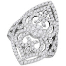 14kt White Gold Women's Round Diamond Cluster Bridal Wedding Engagement Ring 1-1/2 Cttw - FREE Shipping (US/CAN)-Wedding Jewelry-5.5-JadeMoghul Inc.