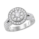 14kt White Gold Women's Round Diamond Cluster Bridal Wedding Engagement Ring 1-1/4 Cttw - FREE Shipping (US/CAN)-Gold & Diamond Engagement & Anniversary Rings-5-JadeMoghul Inc.