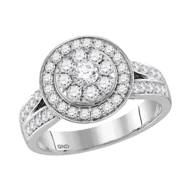 14kt White Gold Women's Round Diamond Cluster Bridal Wedding Engagement Ring 1-1/4 Cttw - FREE Shipping (US/CAN)-Gold & Diamond Engagement & Anniversary Rings-5-JadeMoghul Inc.