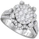 14kt White Gold Women's Round Diamond Cluster Bridal Wedding Engagement Ring 1-5/8 Cttw - FREE Shipping (US/CAN)-Wedding Jewelry-5-JadeMoghul Inc.
