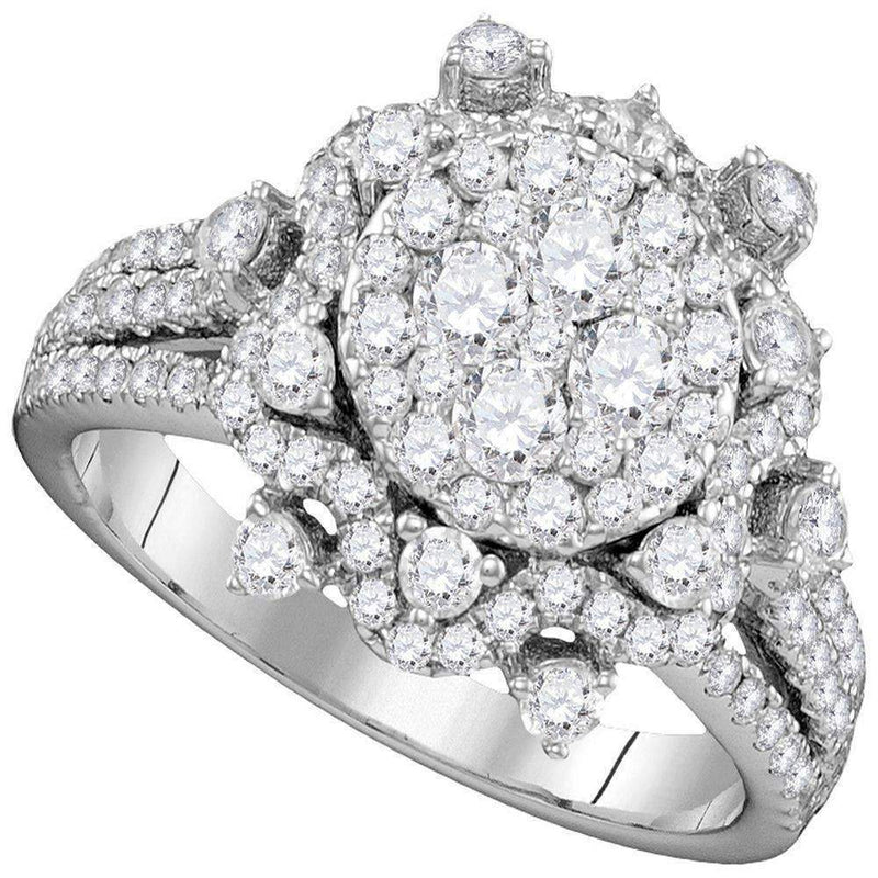14kt White Gold Women's Round Diamond Cluster Bridal Wedding Engagement Ring 1-5/8 Cttw - FREE Shipping (US/CAN)-Wedding Jewelry-5-JadeMoghul Inc.