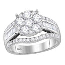 14kt White Gold Womens Round Diamond Cluster Bridal Wedding Engagement Ring 1-7/8 Cttw-Gold & Diamond Engagement & Anniversary Rings-6.5-JadeMoghul Inc.